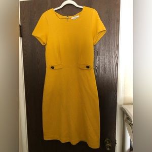 Boden mustard yellow Cordelia Ottoman ribbed dress size 8 L